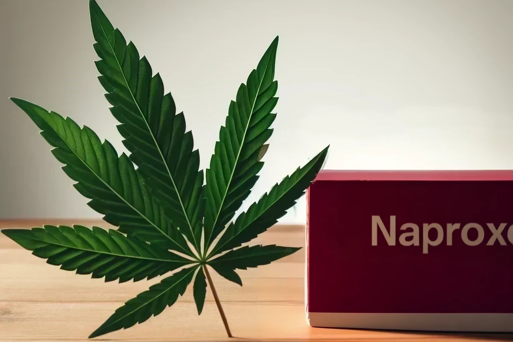 Cannabis and Naproxen (e.g. Aleve, Naprosyn, Proxen, Naprux)